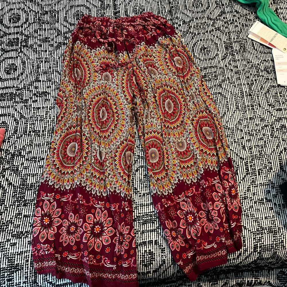 Bohemian Patterned Wide-Leg Pants